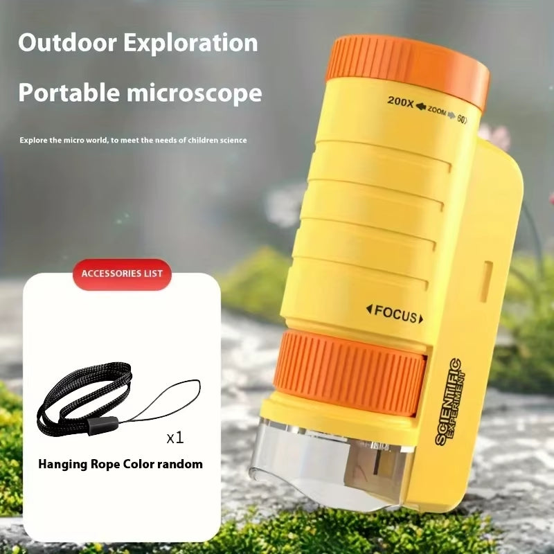 Microscope Portable Handheld STEM Toy for Kids Adults, Mini Microscope for Student Science Lab