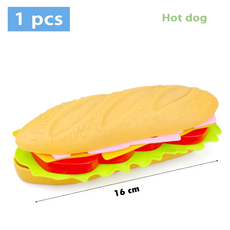 Kids Simulation Food Kitchen Toy Pretend Play Cooking Toys Cookware Pot Hamburger Hot Dog Fries Pizza Interactive Toys for Girls