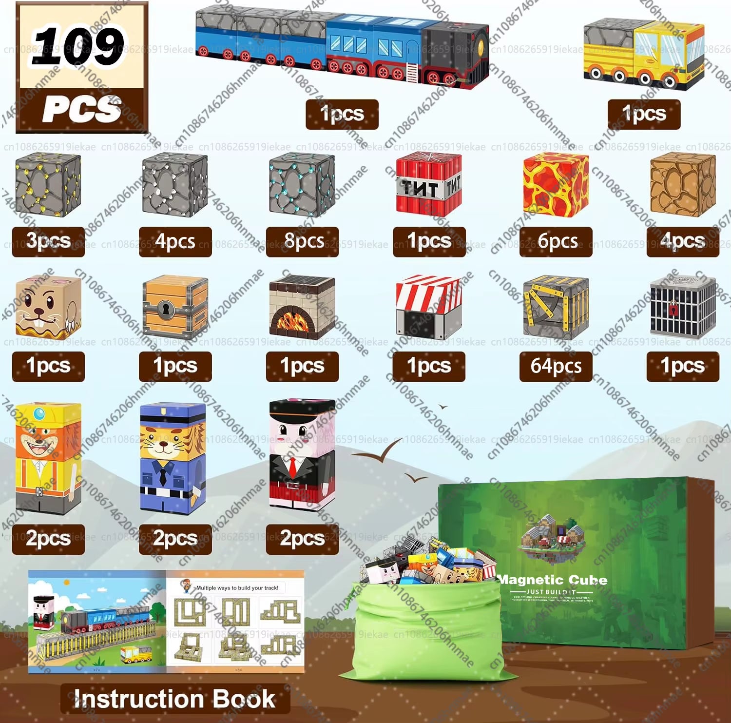 Magnetic Building Blocks Mine World Magnet Cube Set for Boy Girl Kid Age 3+ DIY Model Children Stem Montessori Sensory Toys Gift