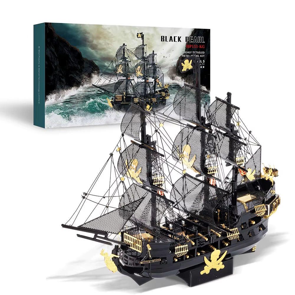3D Metal Puzzle Building Blocks Black Pearl Model DIY Assemble Jigsaw Toy ,Christmas Birthday Gifts for Adults