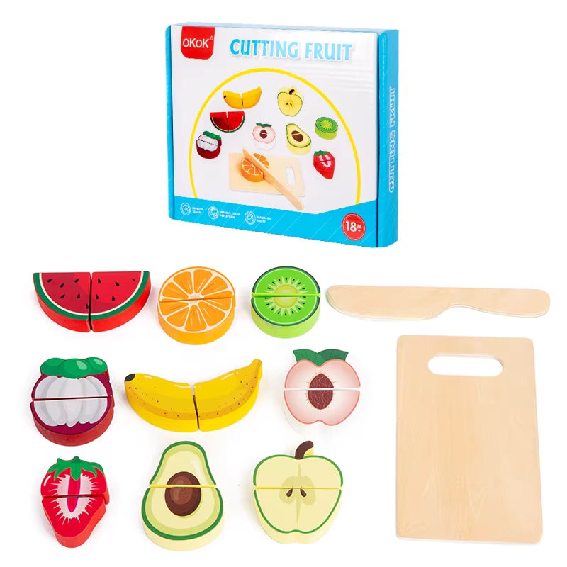 Wooden Pretend Play Simulation Food Fruits Vegetables Toys for Children Kids
