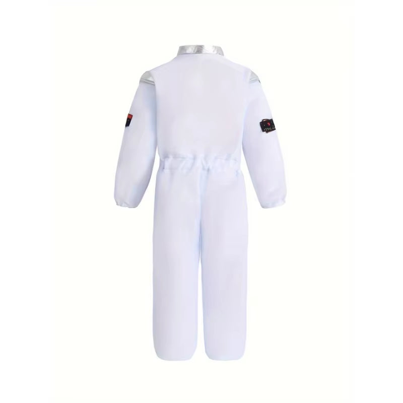 Boy'S Cartoon Astronaut Cosplay Costume, Halloween Dress up One-Piece Jumpsuit & Hat, Kid'S Dress up Outfit for Carnival Party