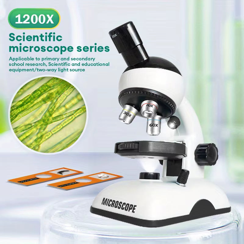 1200X HD Optical Bidirectional Light Microscope Kids Toy Kit Scientific Experiment Child STEM Educational Tool Boy Birthday Gift