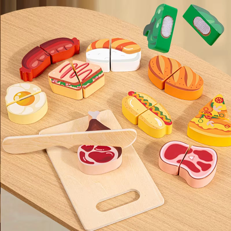 Wooden Pretend Play Simulation Food Fruits Vegetables Toys for Children Kids
