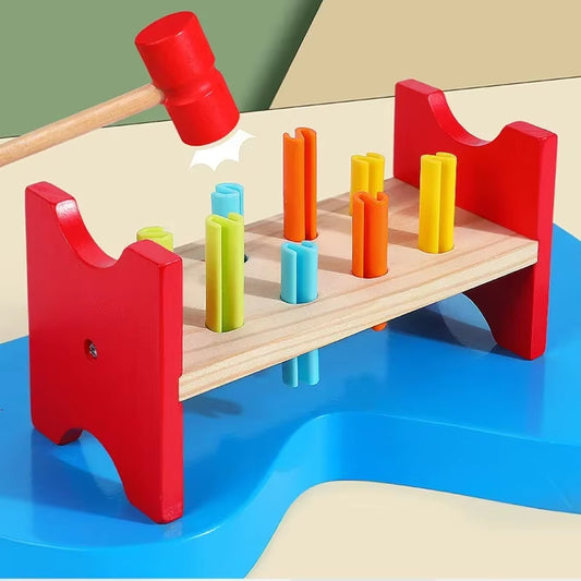 Educational Wooden Hammer Toys for Children-Fine Motor Skills Training Sensory Color Cognition Game Set Ideal for Autistic Kids