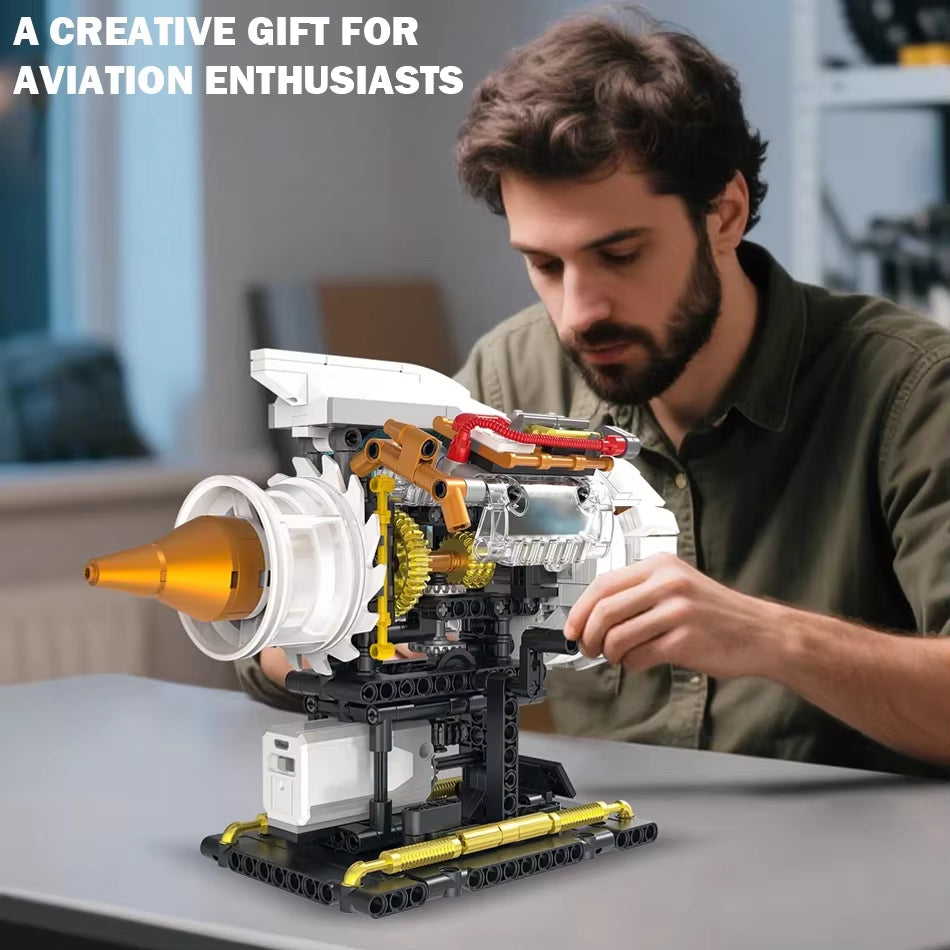 3056 Aircraft Engine 650PCS Model Building Blocks Set Technical Electrically Driven MOC Educational Toys Kids Christmas Gifts