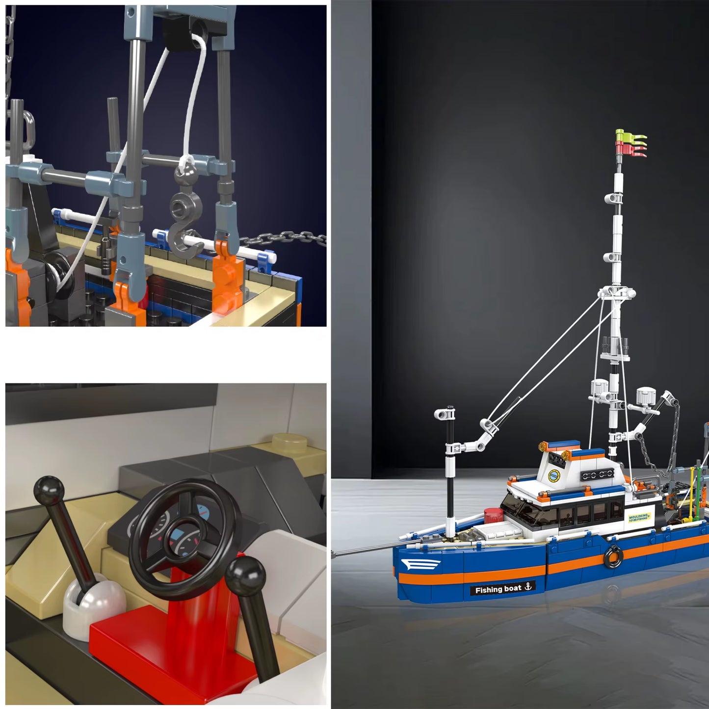 MOULDKING Yacht/Fishing Boat Model Building Blocks Set - Educational Technocal Bricks Assembly Kit for Kids Gift 10185 10218