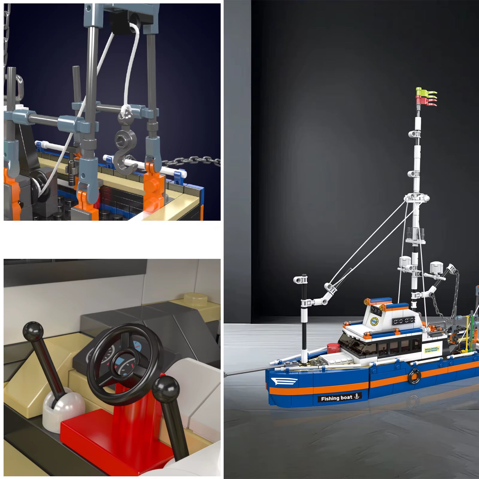 MOULDKING Yacht/Fishing Boat Model Building Blocks Set - Educational Technocal Bricks Assembly Kit for Kids Gift 10185 10218