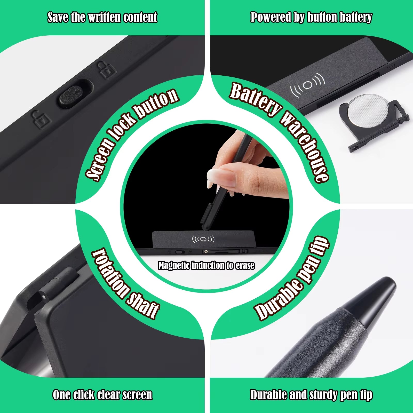 14.3-Inch Folding LCD Handwriting Writing Tablet with Split Screen, Erasable Electronic Drawing Board and Note Book