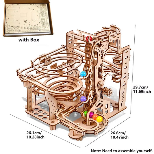 3D Wooden Puzzle DIY Assembly Building Kits Mechanical Model Marble Run Set Craft STEM Kit Home Craft Gifts Adults Kids