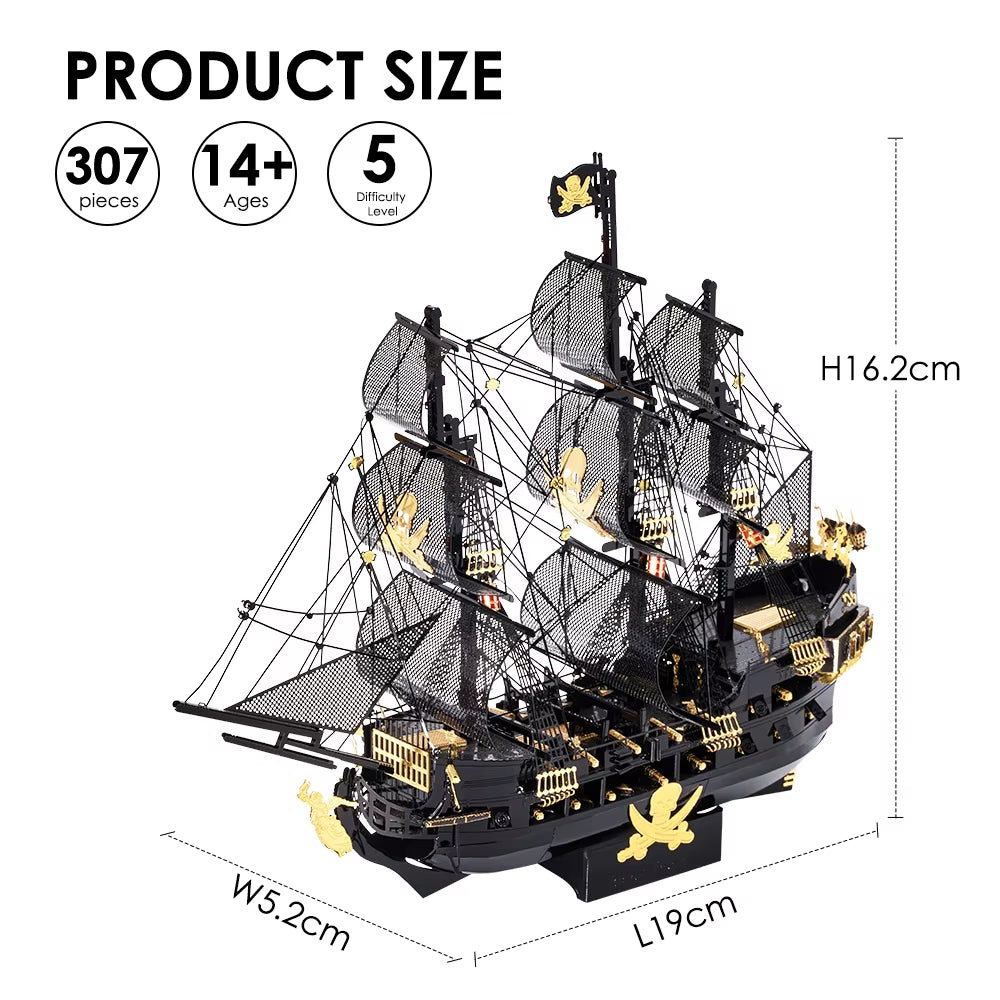 3D Metal Puzzle Building Blocks Black Pearl Model DIY Assemble Jigsaw Toy ,Christmas Birthday Gifts for Adults