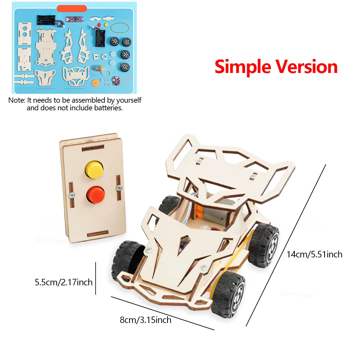 DIY Wooden Remote Control Car Mini Four-Wheel Drive Racing Car Science Experiment Kits STEM Educational Toy for Teen Kids Gifts
