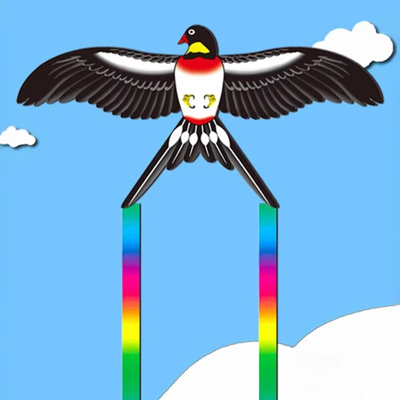 Children Kite Cartoon Foldable Mini Plastic Toys Kite with Hand Brake Fishing Rod for Kids Outdoor Fun Toy for Family Gathering