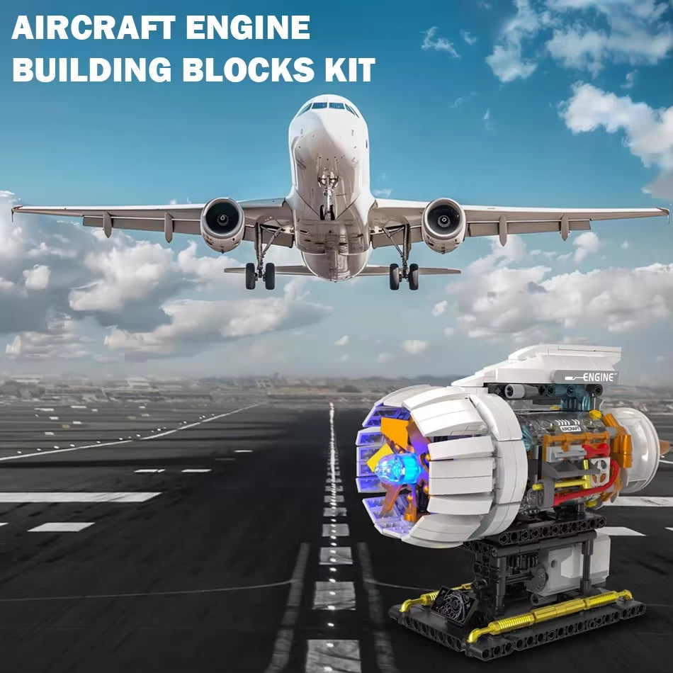 3056 Aircraft Engine 650PCS Model Building Blocks Set Technical Electrically Driven MOC Educational Toys Kids Christmas Gifts