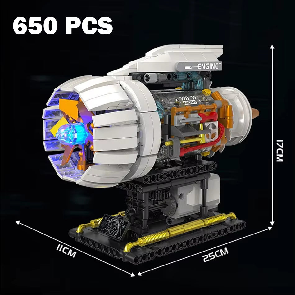 3056 Aircraft Engine 650PCS Model Building Blocks Set Technical Electrically Driven MOC Educational Toys Kids Christmas Gifts