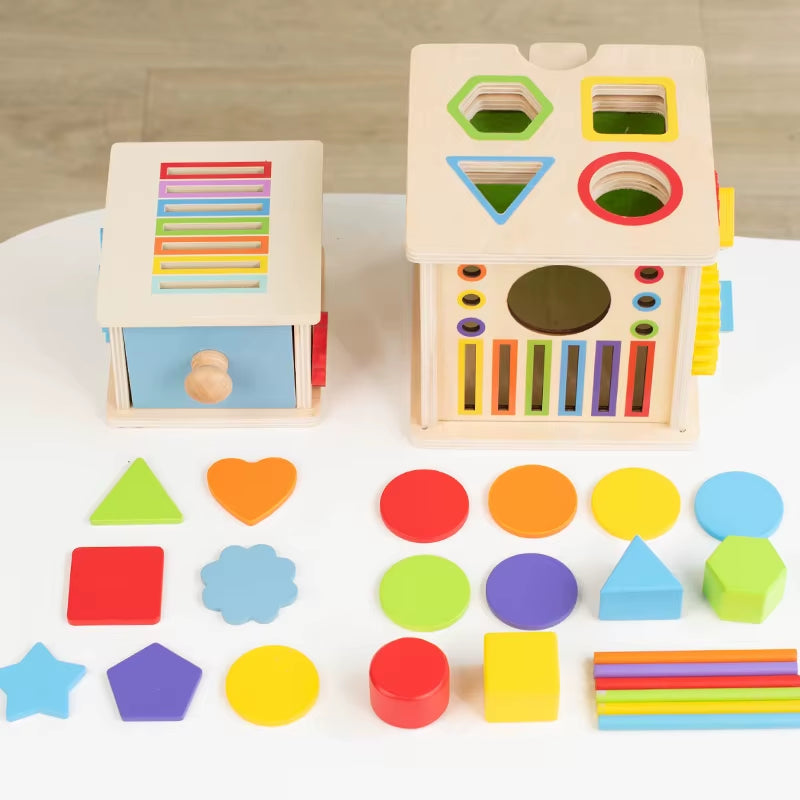 Colorful Wooden Puzzle Toy Set: Shape Gears + Vibrant Accessories Children Explore and Play with This Educational and Fun Toy Se