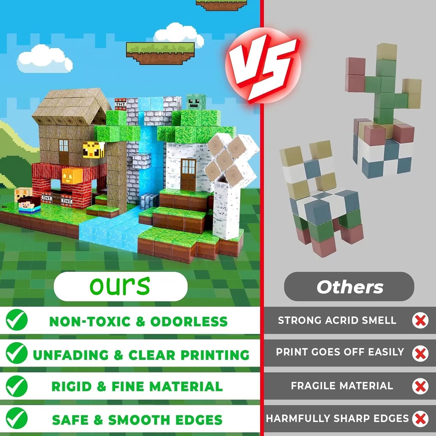 Magnetic Building Blocks Mine World Magnetic Forest House Brick Cube Toys Set STEM Sensory 2025 Best Gift for 3+ Boy Girl Kid