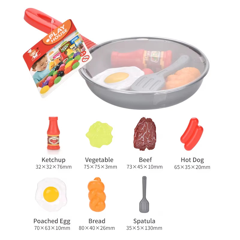 Kids Simulation Food Kitchen Toy Pretend Play Cooking Toys Cookware Pot Hamburger Hot Dog Fries Pizza Interactive Toys for Girls