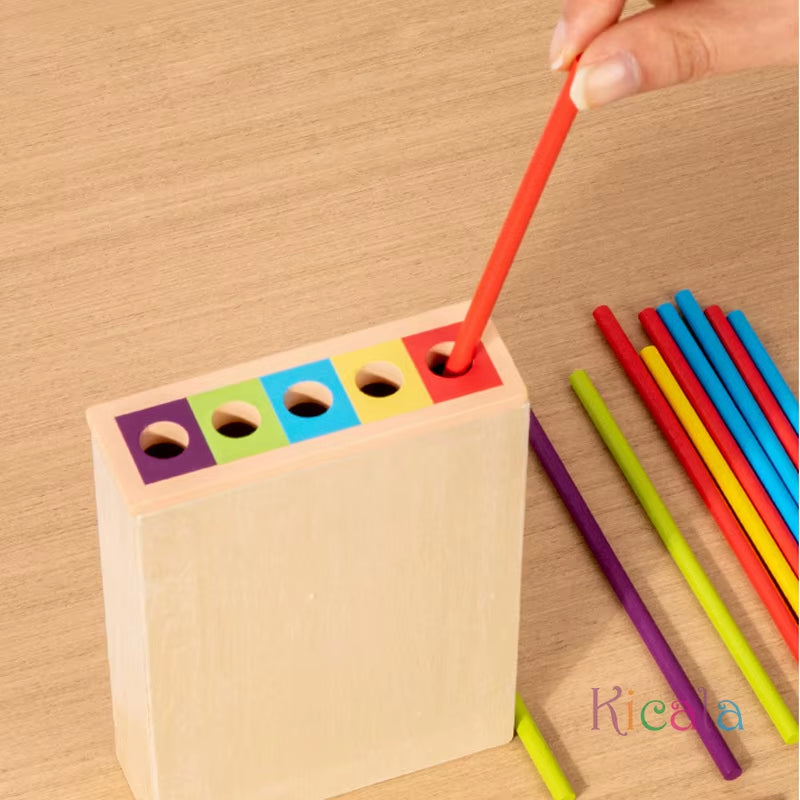 Montessori Game Wooden Stick Tower Toy with Sticks Dice Motor Skills Development Stick Counting Math Educational Toy for Kids