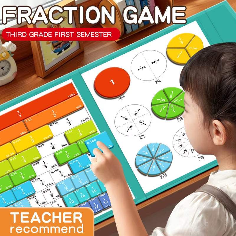 Magnetic Fraction Learning Base for Lower Grade Math - Cognitive Calculation Nuclear Denominator Operation Teaching Tool