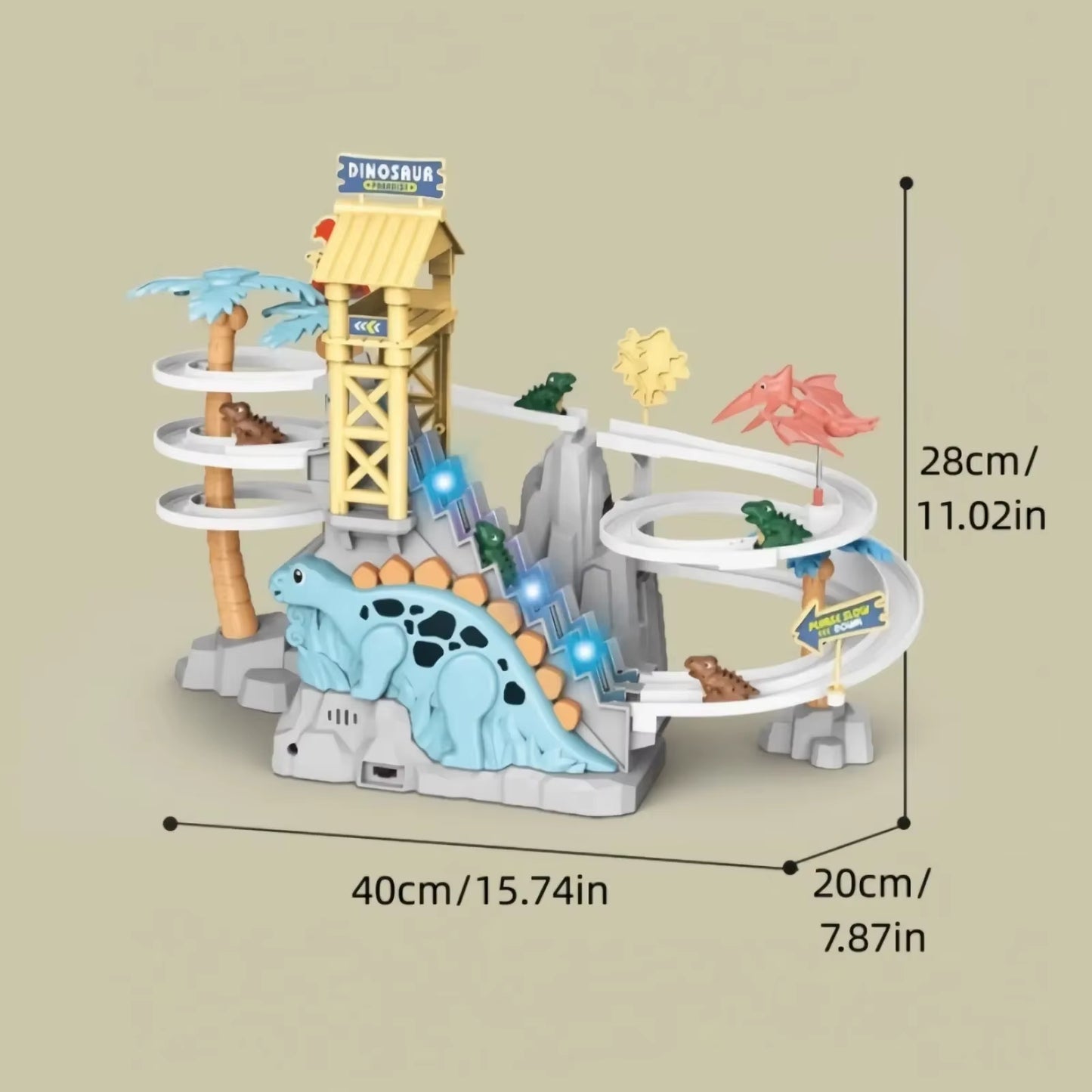 Electric Double Track Dinosaur Slide Dynamic Climbing Stairs Adventure Children Acousto Optic Educational Toy Kids Birthday Gift