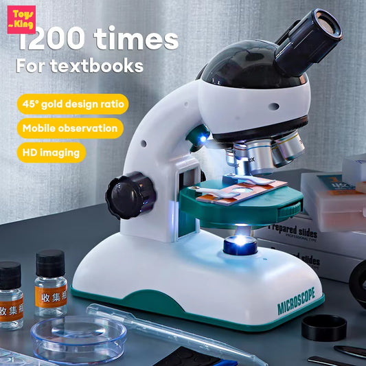 1200X HD Optical Bidirectional Light Microscope Kids Toy Kit Scientific Experiment Child STEM Educational Tool Boy Birthday Gift