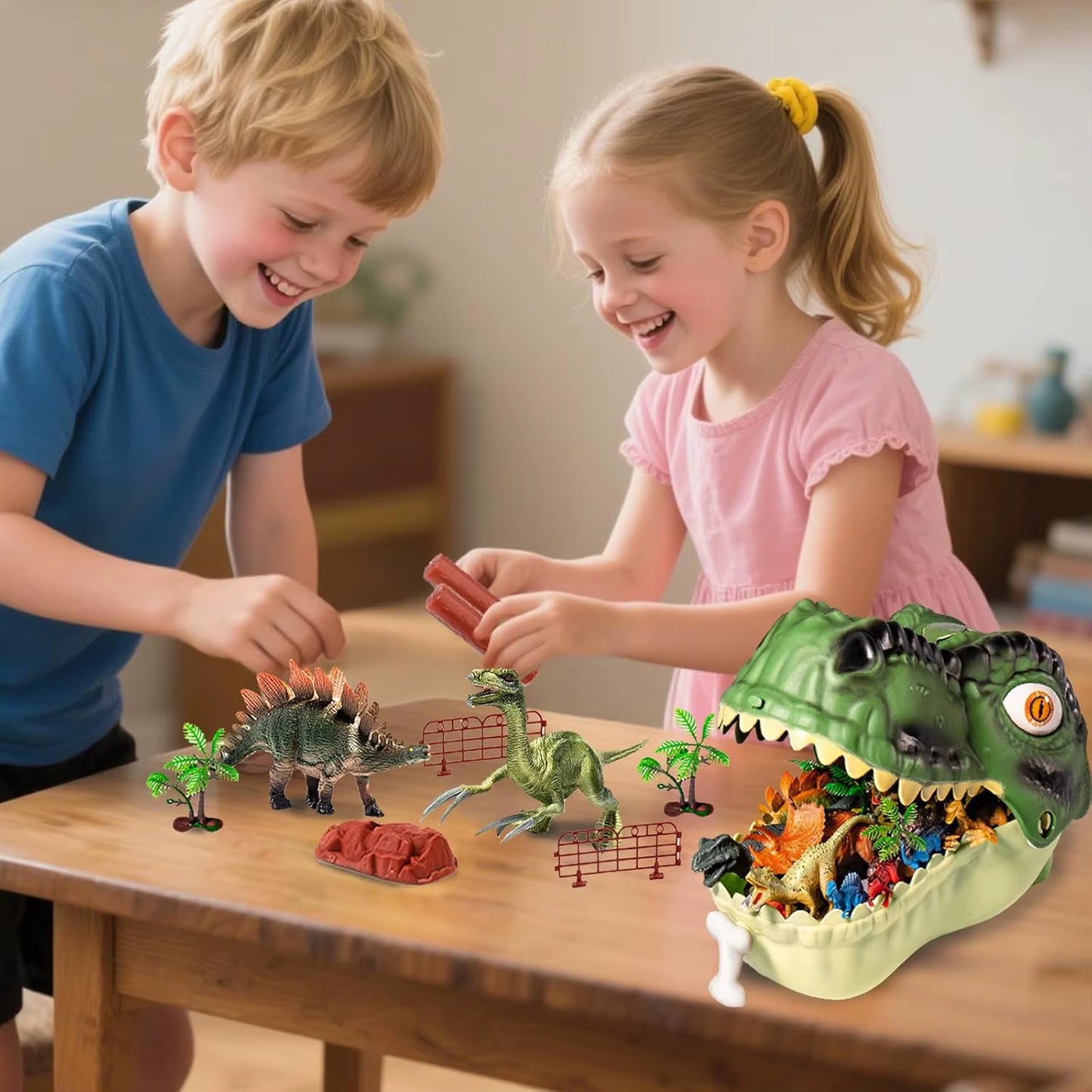 46 Pcs Dinosaur Toy, Dinosaur Figurines Includes Dino Aufbewahrungsbox, the World of Dinosaurs Toys, Toys Gift for Kids