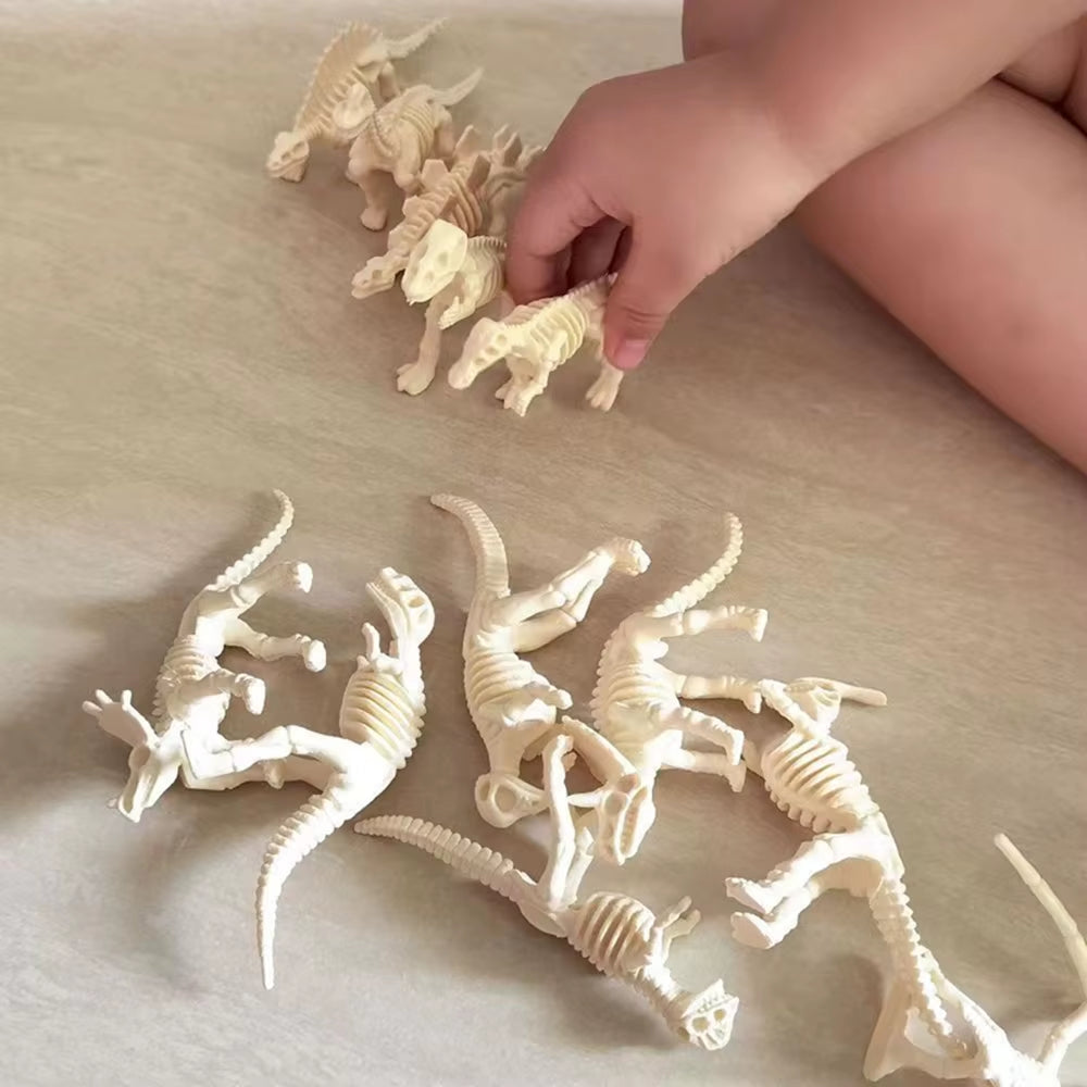 12Pcs/Set Updated Simulated Dinosaurs Skeleton Toy Model Realistic Animals Brachiosaurus Rex Toys for Children Christmas Gifts