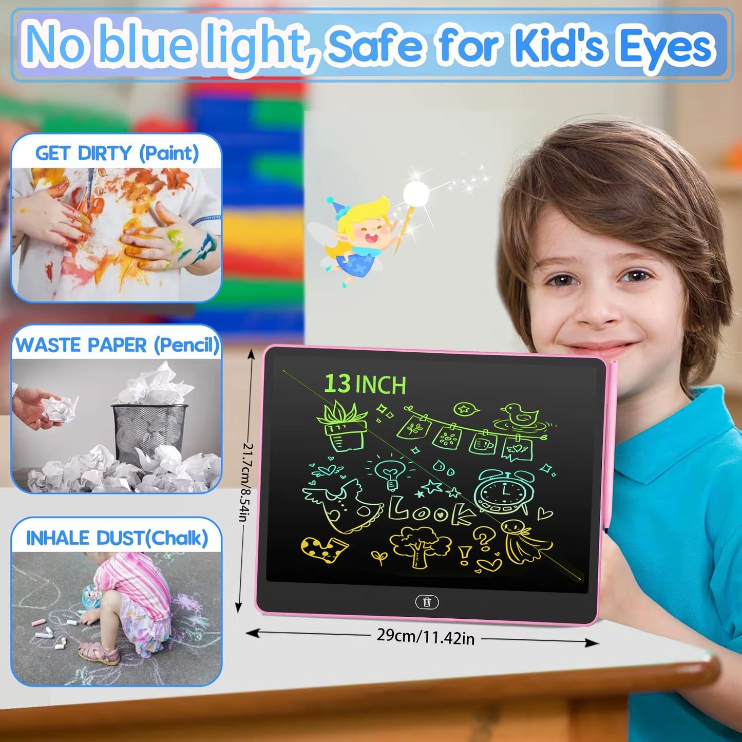 16/13/11 Inch LCD Writing Board Drawing Tablet Kids Writing Painting Children Educational Toys for 3 4 5 6 7 8 Years Girls Boys