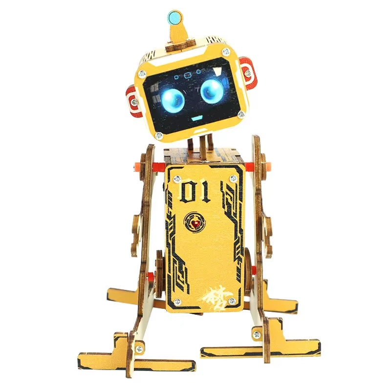 DIY Robot Science 3D Wooden Puzzles Voice Activated Robot STEM Kits Educational Building Blocks Assemble Toy for Kids Teens