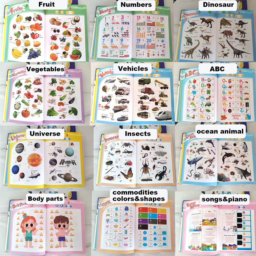 English Learning Talking Book Speech & Early Literacy Tool Interactive Audio Sound Books for Educational Language for Toddlers