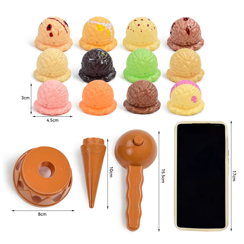 Children Simulation Food Kitchen Toy Ice Cream Stack up Play Kids Pretend Play Toys Educational Toys for Baby Gifts