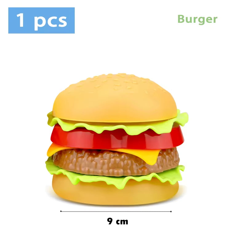 Kids Simulation Food Kitchen Toy Pretend Play Cooking Toys Cookware Pot Hamburger Hot Dog Fries Pizza Interactive Toys for Girls
