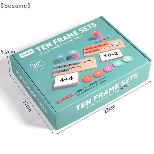 Wooden Ten Grid Arithmetic Sensation Educational Toys Subtraction Counting Board Montessori Math Tools for Children Learning Byh