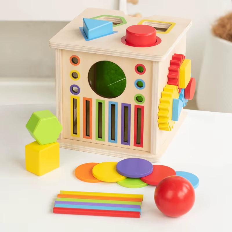 Colorful Wooden Puzzle Toy Set: Shape Gears + Vibrant Accessories Children Explore and Play with This Educational and Fun Toy Se