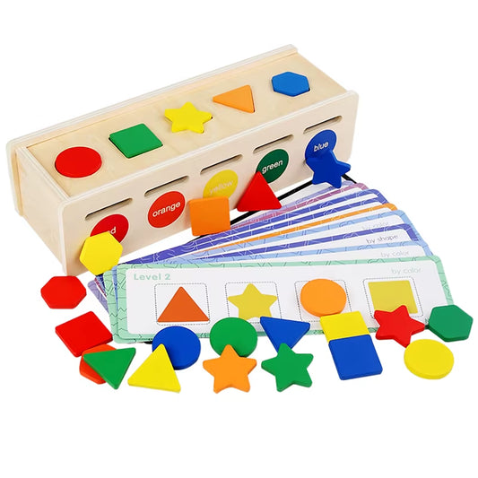 Montessori 2 in 1 Sort Toys Color & Shape Sorting Learning Matching Box with Lids for Baby Toddlers Educational Christmas Gift