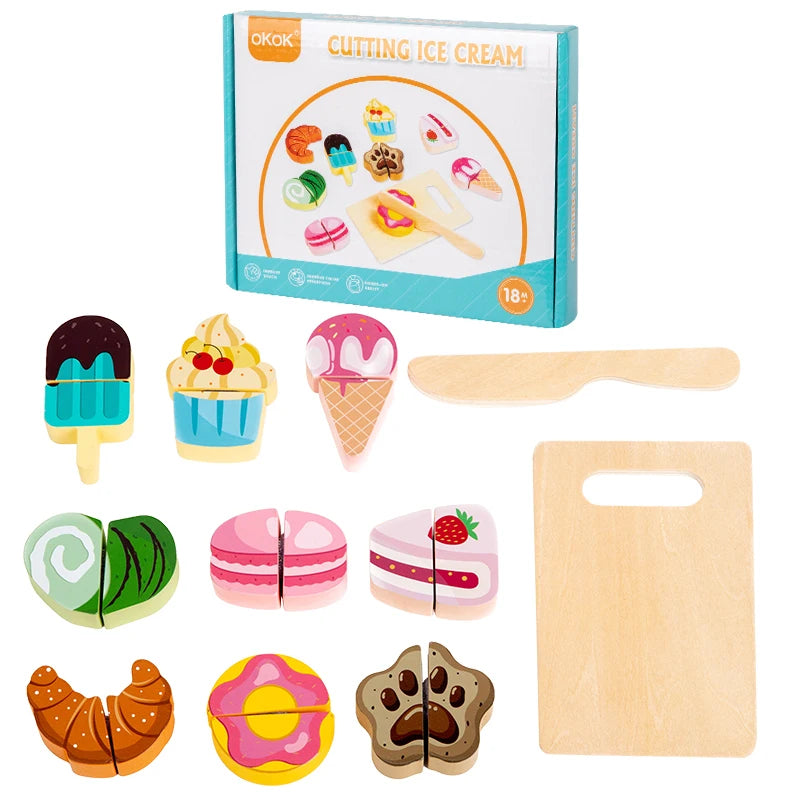 Wooden Pretend Play Simulation Food Fruits Vegetables Toys for Children Kids