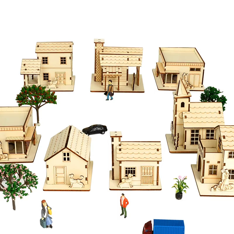 3D LED Light Wooden House Puzzle DIY Building Model Kit Jigsaw Toy for Kids Christmas Decorations